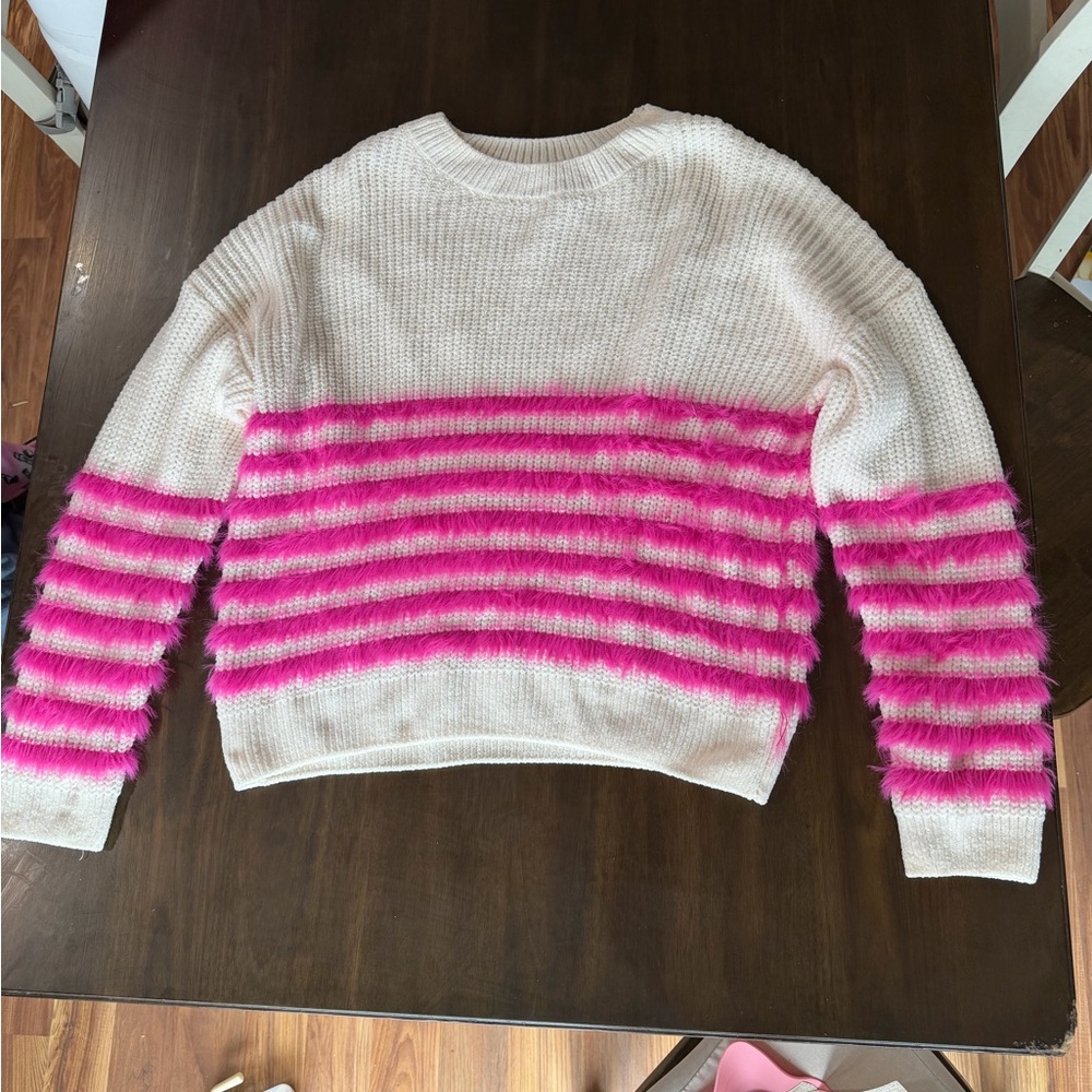 Eesome Pink and White Striped Sweater